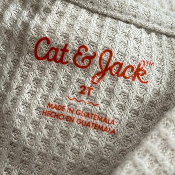 Cat & Jack Toddler Girls Waffle Knit Oatmeal Shirt 2T - Picture 3 of 4